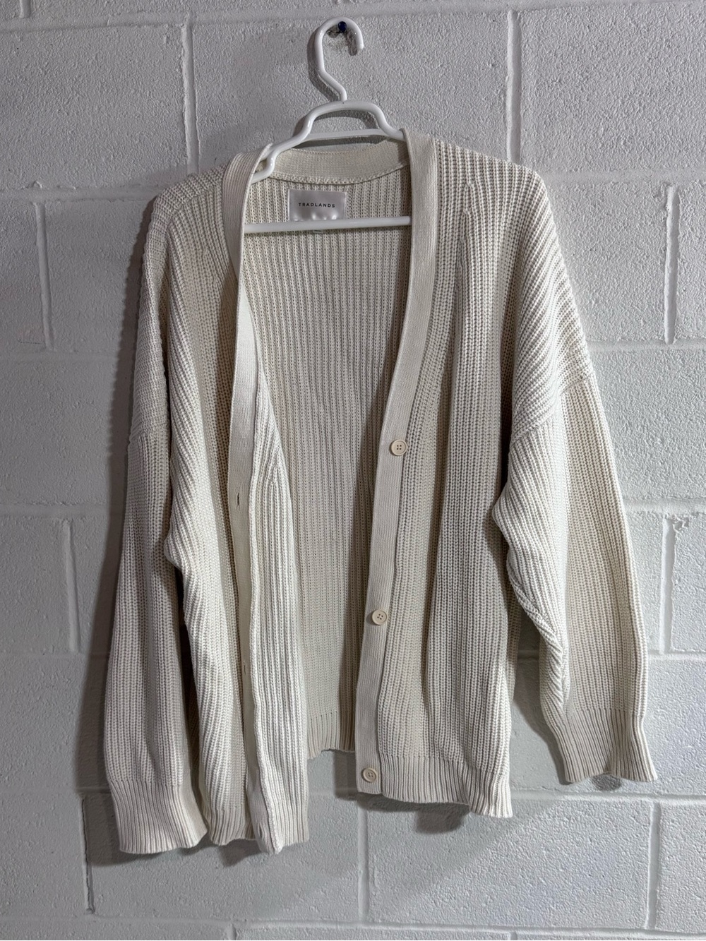 Tradlands Cream Button-Front Ribbed Cardigan